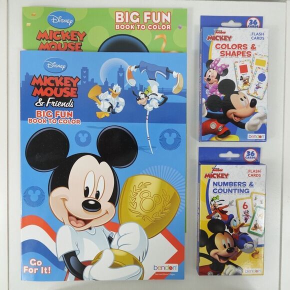Mickey Mouse and Friends Coloring Books and Flash Card Sets - Picture 1 of 7